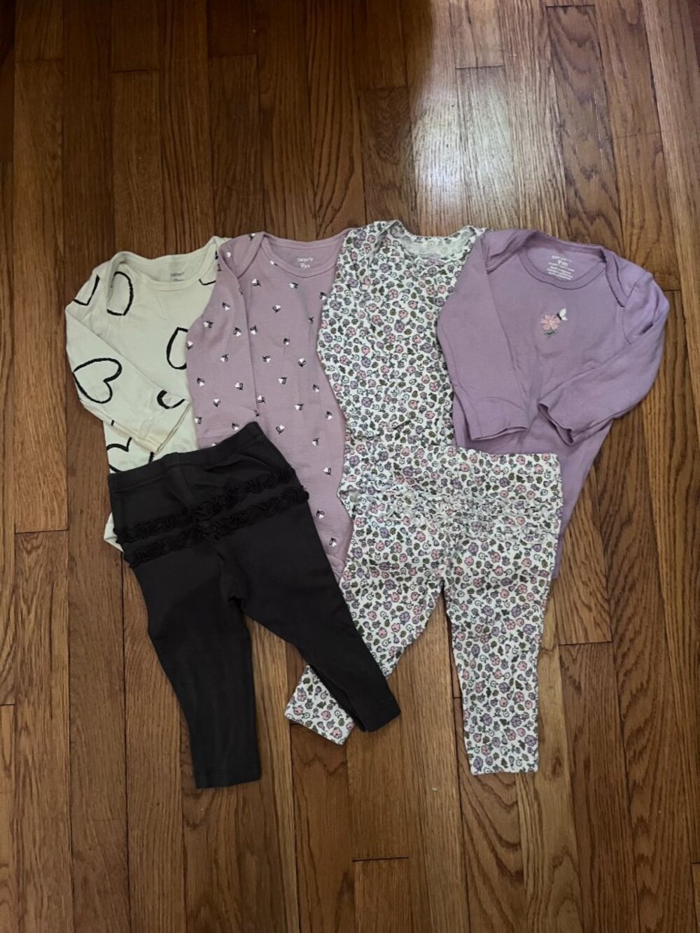 Hearts & Flowers Purple Baby Girl LOT, 6-Piece Set, 9M